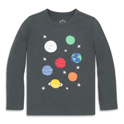 Primary Kids Long Sleeve Solar System Tee In Gray