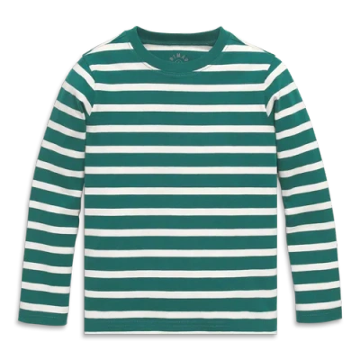 Primary Kids Long Sleeve Tee In Stripe In Green