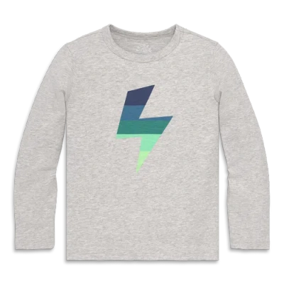 Primary Kids Long Sleeve Tonal Bolt Tee In Gray