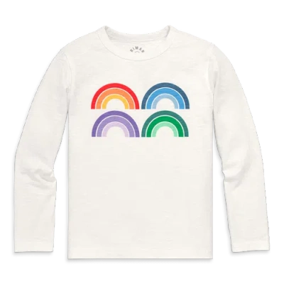 Primary Kids Long Sleeve Tonal Rainbow Tee In White