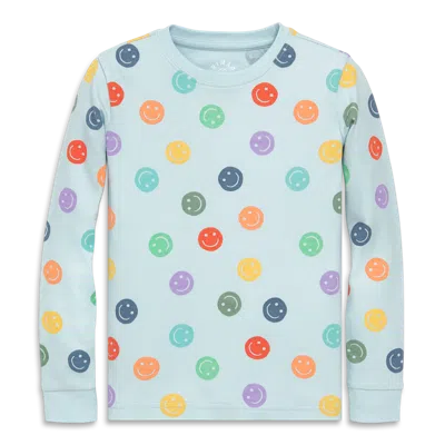 Primary Kids Organic Long Sleeve Pj Top In Happy Prints In Multi