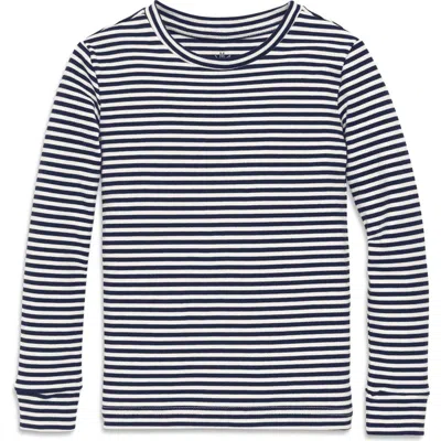 Primary Kids Organic Long Sleeve Pj Top In Stripe In Black