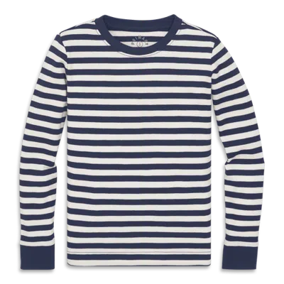 Primary Kids Organic Pj Top In Stripe (toddler, Little Kid, Big Kid) In Navy Ivory Stripe