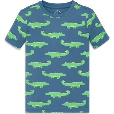 Primary Kids Organic Short Sleeve Pj Top In Seasonal Prints In Blue
