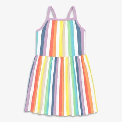 Primary Kids Picnic Dress In Rainbow Patterns In Multi