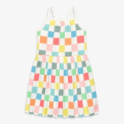 Primary Kids Picnic Dress In Rainbow Patterns In Multi