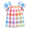 Primary Kids Picnic Top In Rainbow Gingham In White Rainbow Check