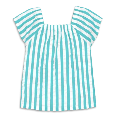 Primary Kids Picnic Top In Seersucker Stripe In White Coast Stripe