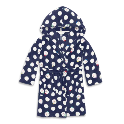 Primary Kids Plush Fleece Robe (toddler, Little Kid, Big Kid) In Navy Snowmen