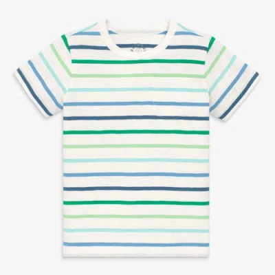 Primary Kids Pocket Tee In Multi Stripe In White