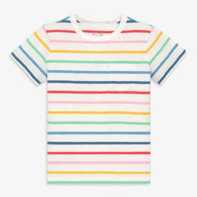 Primary Kids Pocket Tee In Rainbow Stripe In Multi
