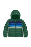 Primary Kids Puffer Jacket In Rainbow Stripe In Evergreen Placed Stripe