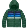 Primary Kids Puffer Jacket In Rainbow Stripe In Evergreen Placed Stripe