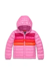 Primary Kids Puffer Jacket In Rainbow Stripe In Peony Placed Stripe