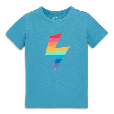 Primary Kids Rainbow Bolt Tee In Storm Bolt