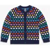 Primary Kids Rainbow Hearts Cardigan In Blue