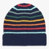 Primary Kids Rainbow Stripe Beanie In Blue