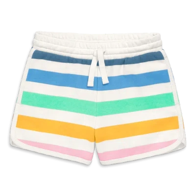 Primary Kids Recess Short In Candy Stripe In Ivory Candy Stripe