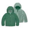 Primary Kids Reversible Fleece Puffer Jacket In Green