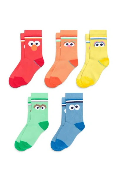 Primary Kids Sesame Street Crew Sock 5-pack In Multi