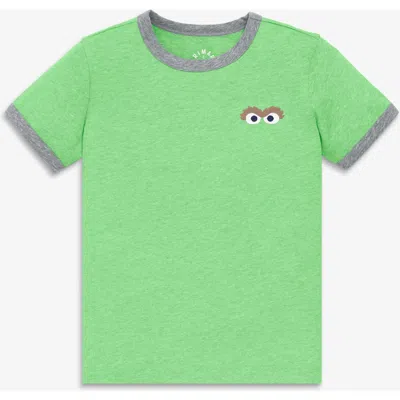 Primary Kids Sesame Street Embroidered Ringer Tee In Green