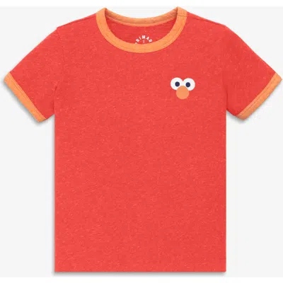 Primary Kids Sesame Street Embroidered Ringer Tee In Orange