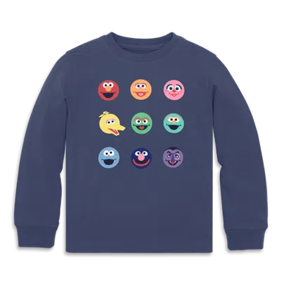 Primary Kids Sesame Street Friends Grid Tee In Blue