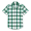 Primary Kids Short Sleeve Button Down In Gingham In Chive Sunwashed Teal Gingham