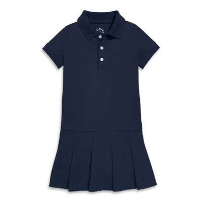 Primary Kids Short Sleeve Pique Polo Dress In Blue