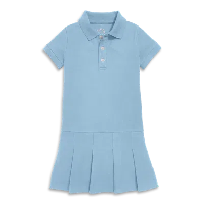 Primary Kids Short Sleeve Pique Polo Dress In Blue