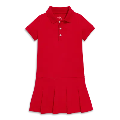 Primary Kids Short Sleeve Pique Polo Dress In Red