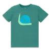 Primary Kids Snail Tee In Sunwashed Teal Snail