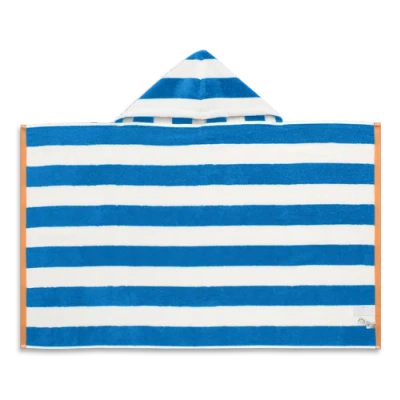 Primary Kids Stripe Hoodie Towel In Blueberry/white Stripe