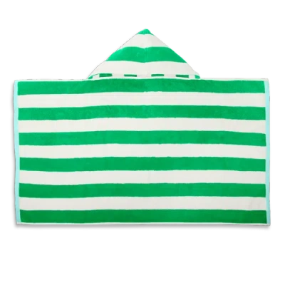 Primary Kids Stripe Hoodie Towel In Green Apple Stripe