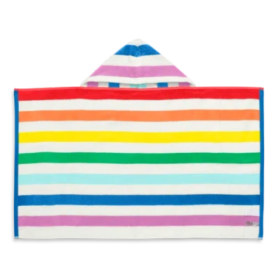 Primary Kids Stripe Hoodie Towel In White Rainbow Stripe