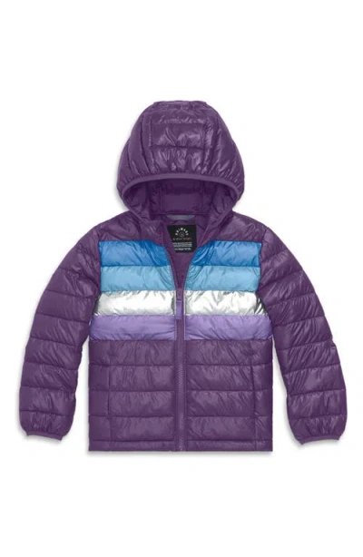 Primary Kids' Stripe Puffer Jacket In Purple