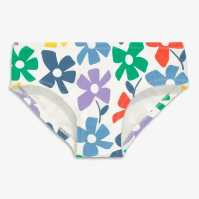 Primary Kids Swim Bikini Bottom In Rainbow Blooms In Black
