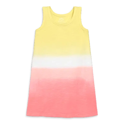 Primary Kids Tank Dress In Dip-dye In Flamingo Dip Dye