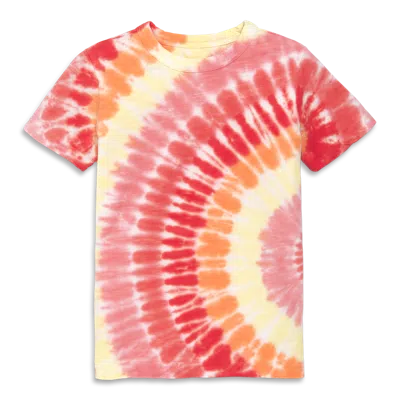 Primary Kids Tie-dye Tee In Warm Tie Dye Spiral