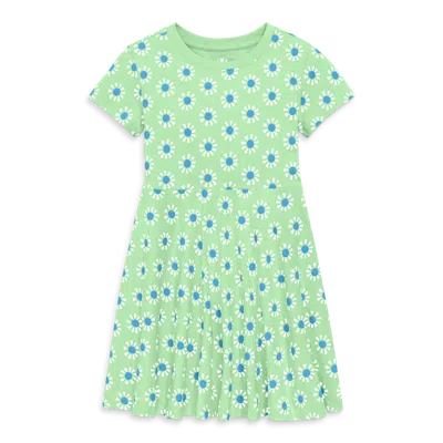 Primary Kids Twirly Dress In Cutout Suns In Pear Cornflower Cutout Suns