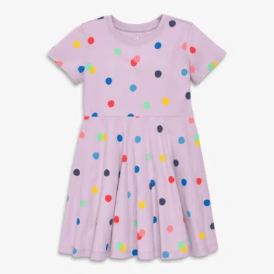 Primary Kids Twirly Dress In Rainbow Confetti Dots In Purple
