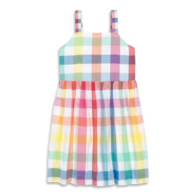 Primary Kids Woven Tank Sundress In Rainbow Gingham In White Rainbow Check