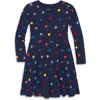 Primary Long Sleeve Twirly Dress In Confetti Dots In Navy Confetti Dot