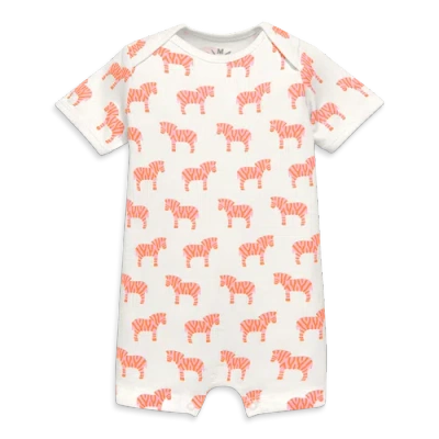 Primary Kids'  Organic Animal Friends Babysuit Shortie In Blossom Zebras