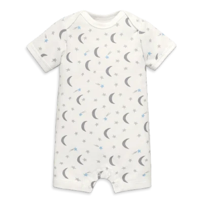 Primary Kids'  Organic Babysuit Shortie In Starry Night In Ivory Stars Moons