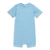 Primary Kids'  Organic Babysuit Shortie In Stripe In Cornflower Ivory Mini Stripe