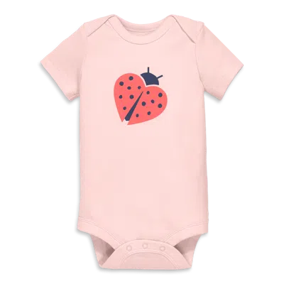 Primary Kids'  Organic Short Sleeve  Ladybug Babysuit In Light Blossom