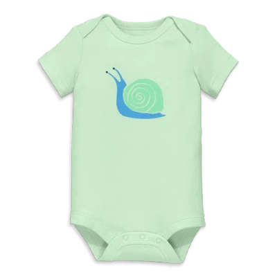 Primary Kids'  Organic Short Sleeve Snail Babysuit In Light Clover