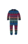 Primary Kids'  Organic Zip Footie In Festive Prints In Navy Festive Fair Isle