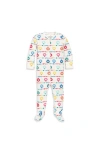 Primary Kids'  Organic Zip Footie In Festive Prints In Rainbow Confetti Garland